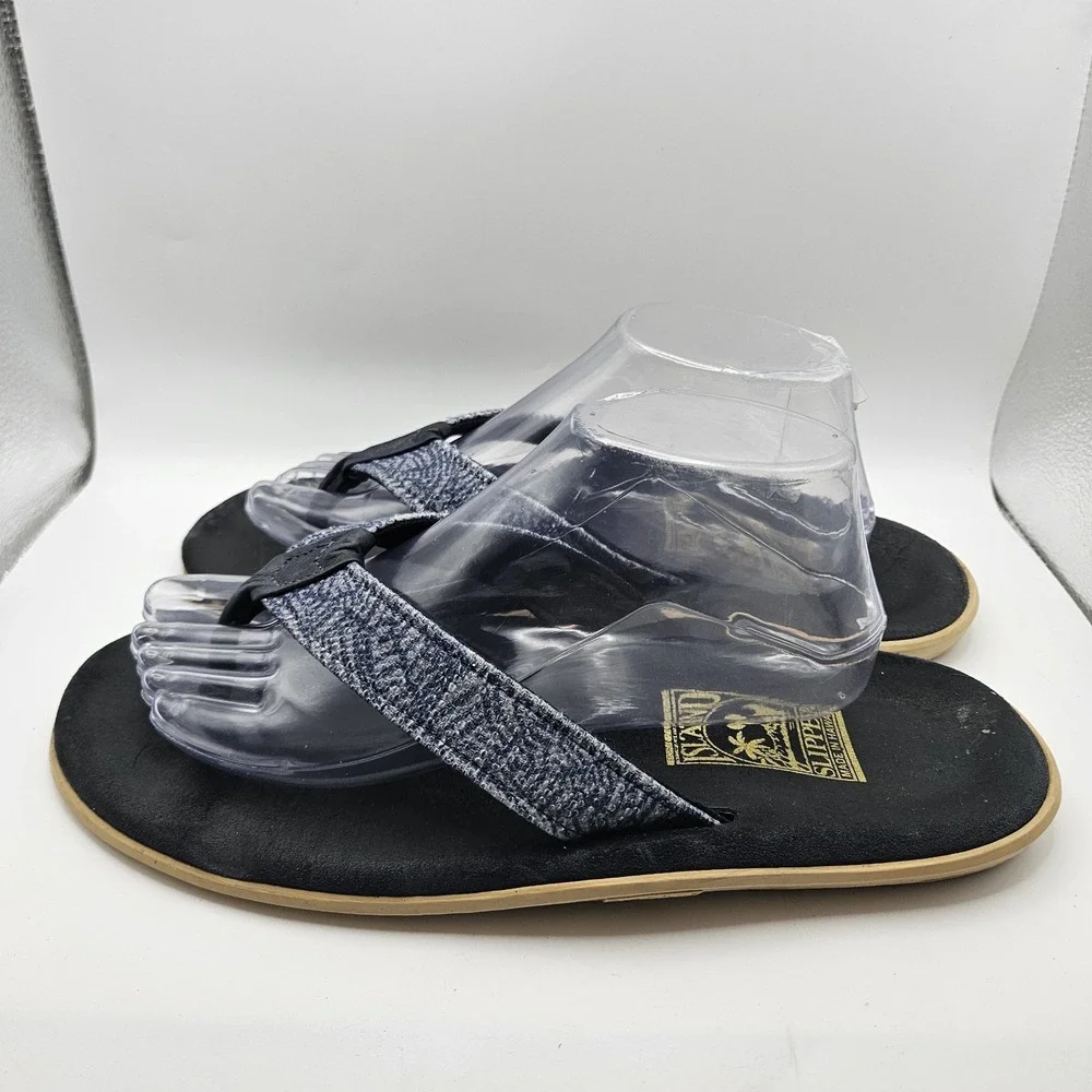 Island Slipper Mens Blue Tropical Print Flip Flops Summer Comfort Vacation Sz 11